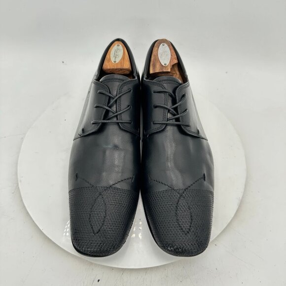 Louis Vuitton Men Size 9.5 Black Leather Stitch Cap Toe Lace Up Derby Dress Shoe - Picture 1 of 10